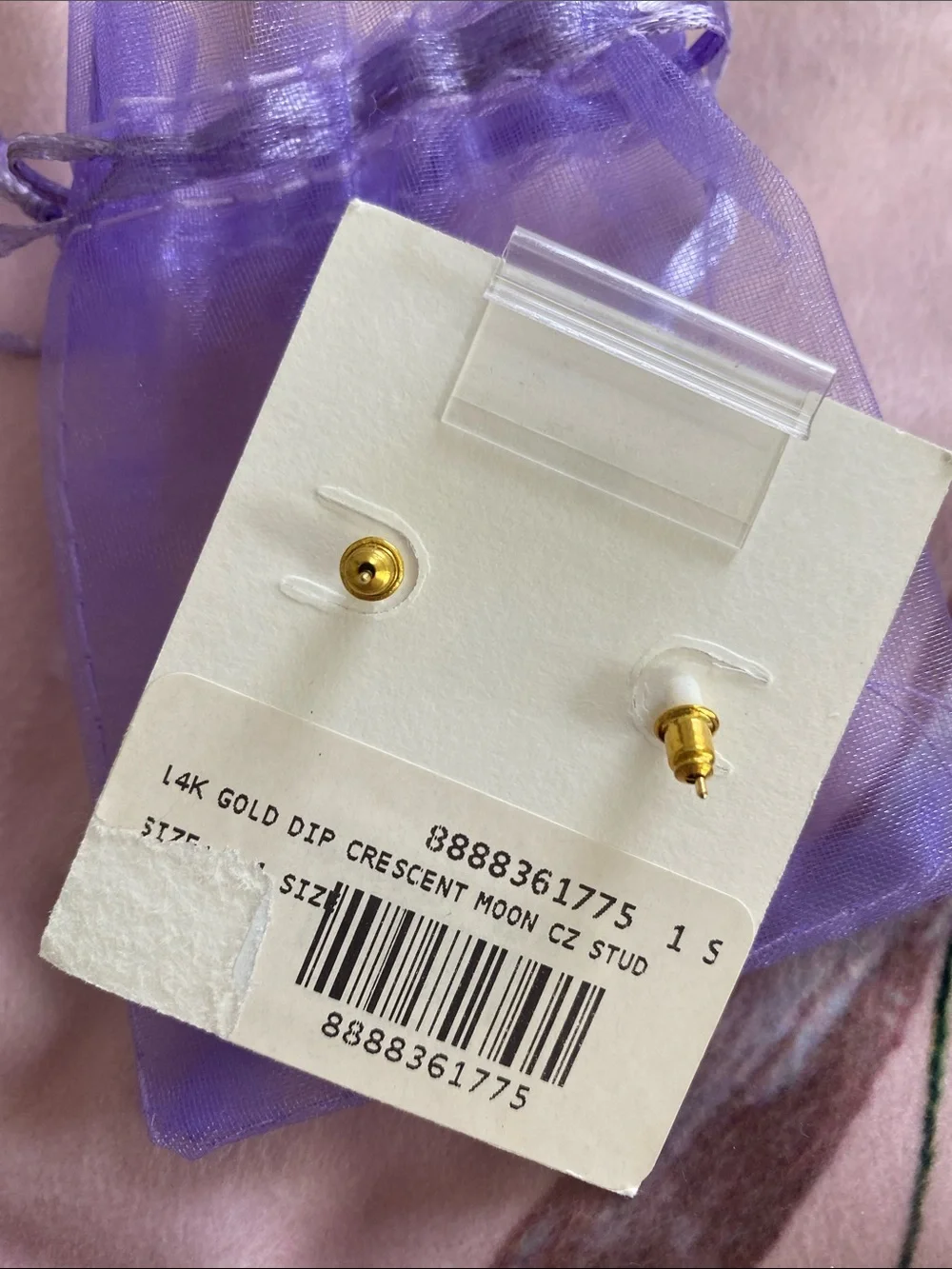 South Moon Under 14K Gold Dip Crescent Moon CZ Studs
